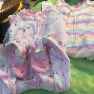 2 NWT Sz 3t blanket sleepers fleece unicorns